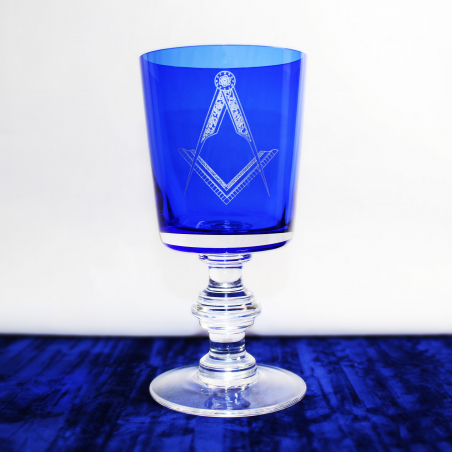 Square and Compass Without G Cobalt Regal Wine Glass